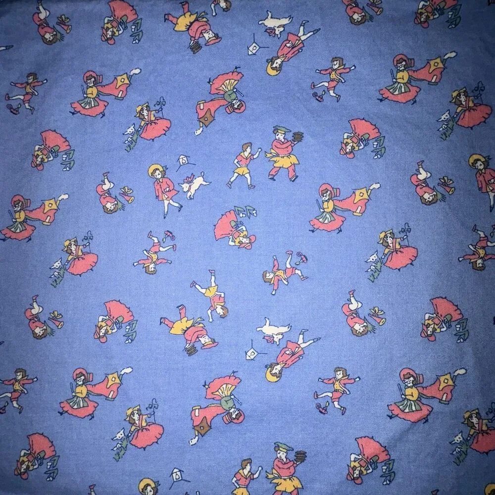Treasures From The Attic Blue Print Fabric Nursery Rhyme 1 YARD 40
